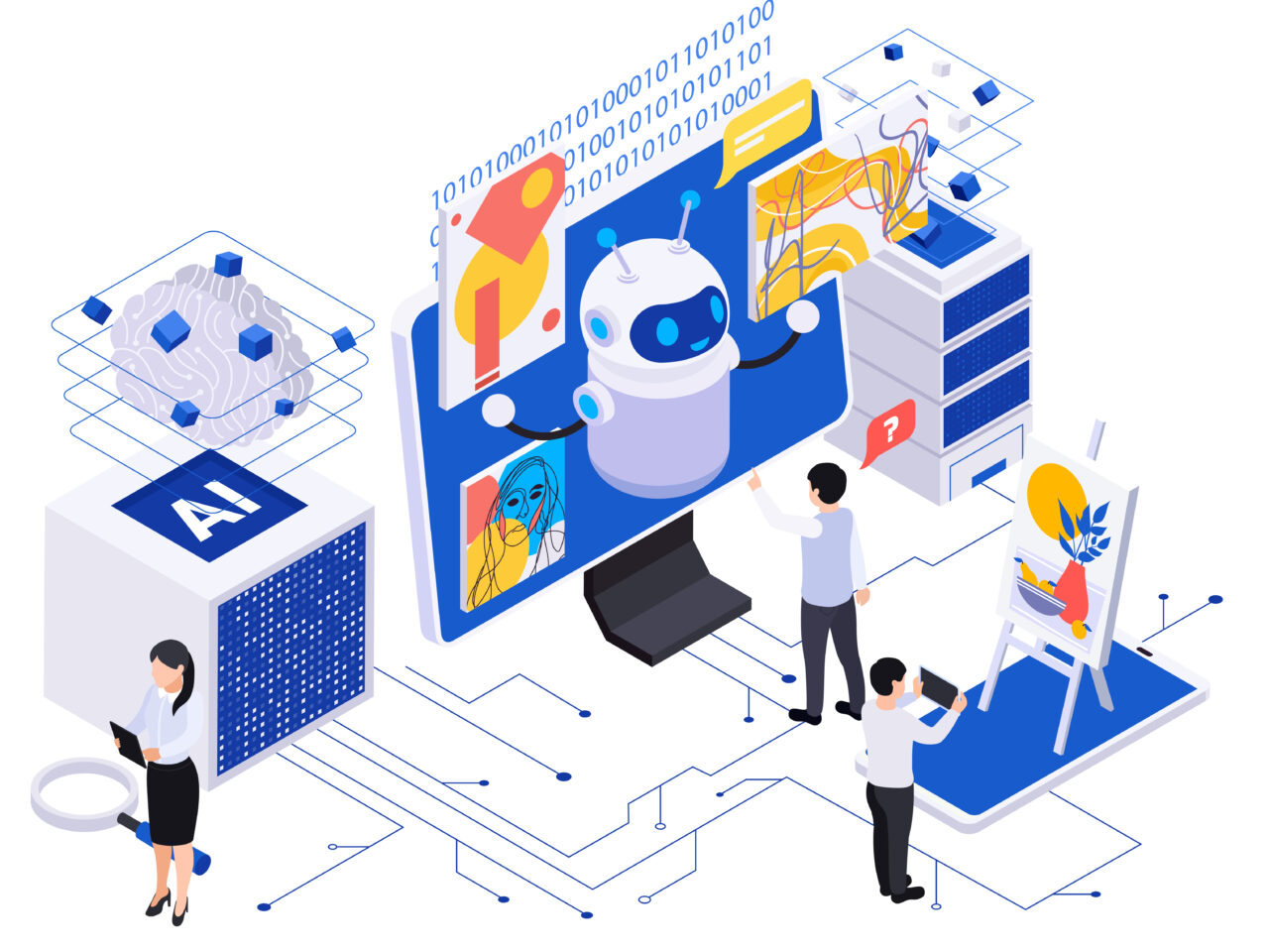 Ai powered content creation isometric composition with human characters and cute robot generating art on computer screen 3d vector illustration SSUCv3H4sIAAAAAAACA3VRsU7DQAz9FctzREHdsjFUSEiICtgqBudikqOXc3TntFRV/h1f2kosbLaf/fz8fMaGsndYn9GHMGVNpF4i1g8VcutVkqeA9f1cYVbSKXO2XsscKXeGLvmNZHcudazxg10fJUh3QhucGiu9+Ow4BIosU8a5urW+Nt/sNP/X91khdRzdqay1vYkD06JiZ9D+qJyGq6SDb1kuIU2tLyEexFEwfF0k23kylGqXaOy9S/7AqeQtZ2cBPnoY5ciJW3ASlaOCS7w4Aj7LwJq8M2gYJfulevTaQz8NFMH1lMiZngwUjWBShiSNKJh+Lr7GDigp2FihMDyB7WWOsG7hYC5Igr9fuIONvYCawLDZvi+sbxxbG/MRnrdP8CVpMBMr1J9iJVZXTy9ceWVHOB51orDSvx+RvT14nudfQR+G4v4BAAA=